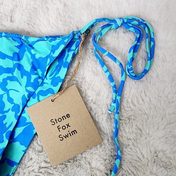 NEW Stone Fox Swim River String Bikini Swim Bottom in Ocean Bloom - Picture 2 of 13